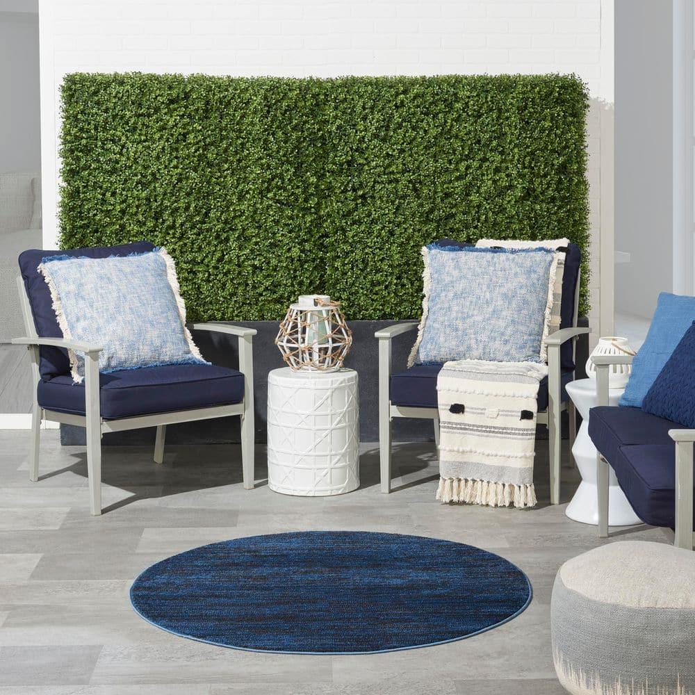 Nourison Nourison Essentials NRE01 Indoor/outdoor Area Rug - Midnight Blue 4' x round