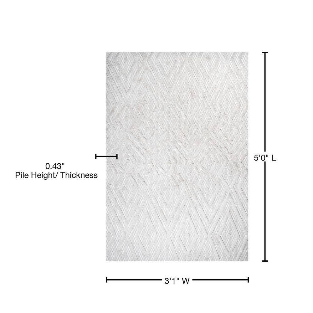 3'x5' Balansat Moroccan Diamond Indoor/Outdoor Area Rug, Ivory - JONATHAN Y
