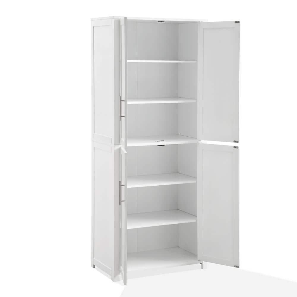 Savannah Tall Pantry White - Crosley: Shaker-Style Doors, 6 Adjustable Shelves, MDF Wood