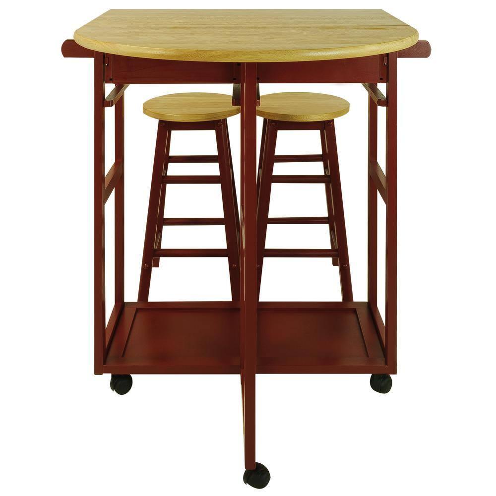 Casual Home Breakfast Cart with Drop-Leaf Table