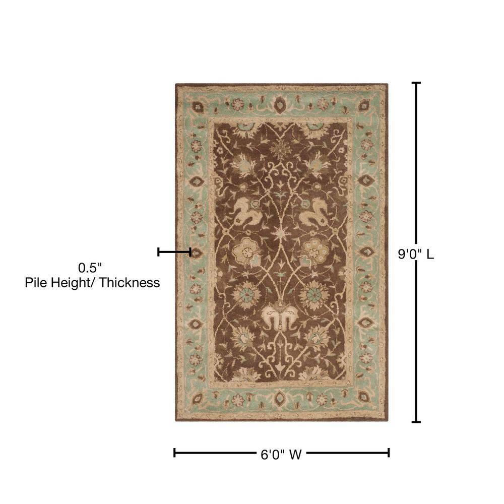 Antiquity AT21 Hand Tufted Indoor Area Rug - Brown/Green - 6'x9' - Safavieh