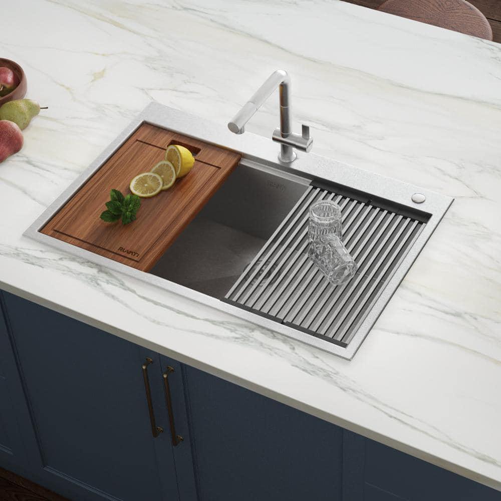 Ruvati Ruvati Stainless Steel and Silicone Foldable Drying Rack for Workstation Sinks Dish Mat Trivet