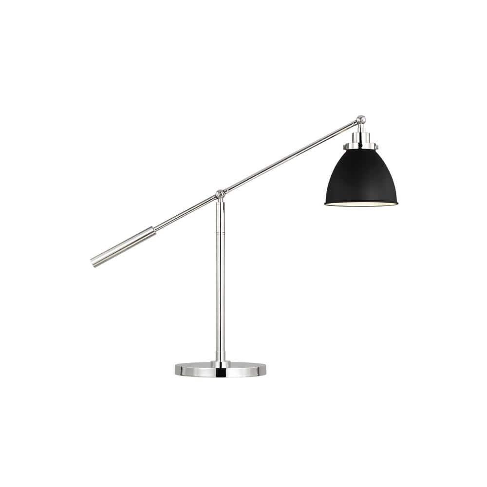 Adjustable Midnight Black and Polished Nickel Desk Lamp