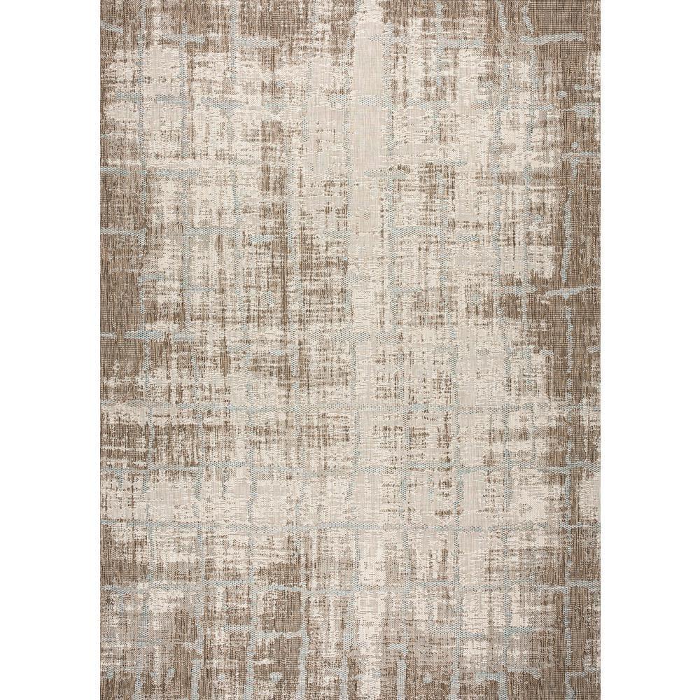 Couristan 5.25' x 7.5' Brown and Ivory Contemporary Rectangular Outdoor Area Throw Rug