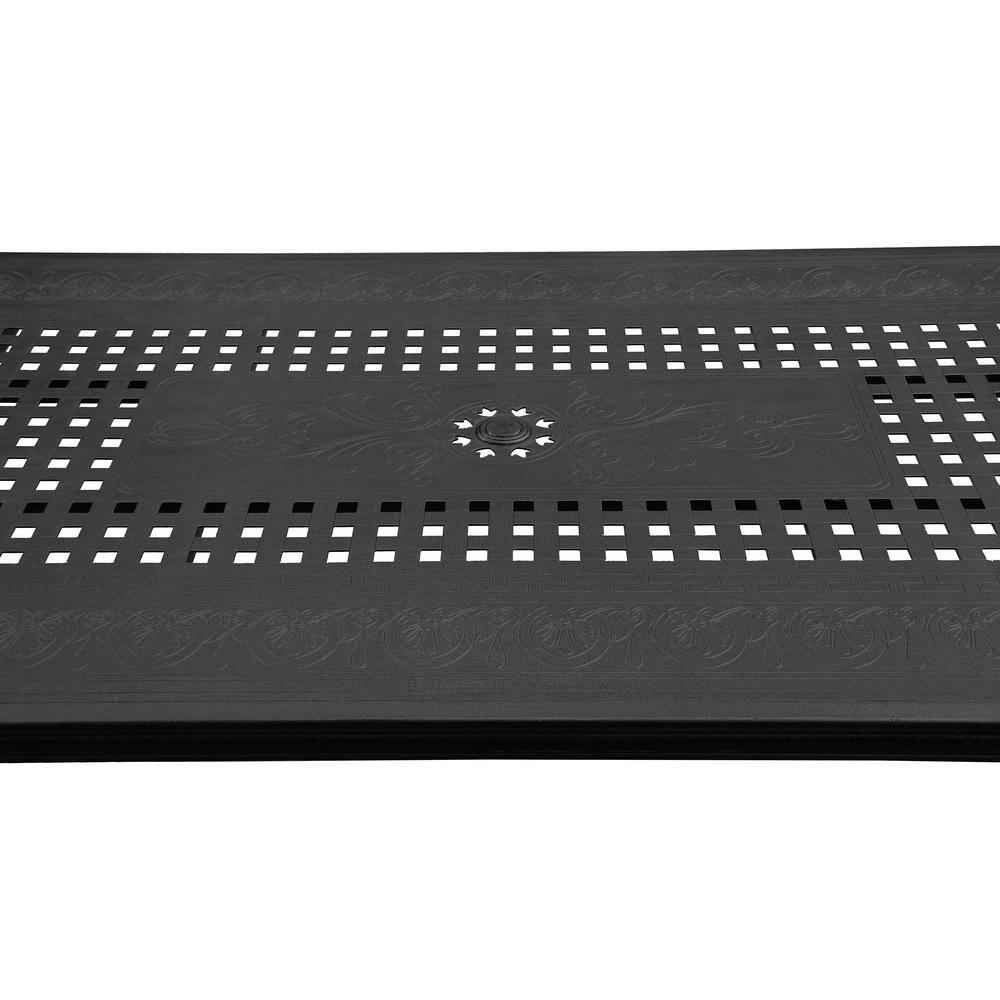 Oakland Living 95" Rectangular Modern Outdoor Mesh Lattice Aluminum Patio Dining Set with 8 Arm Chairs Black