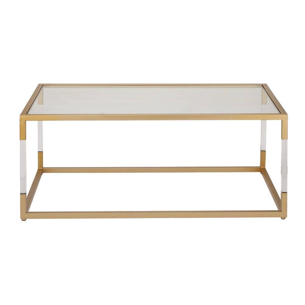Metal and Glass Coffee Table Gold - Olivia & May: Elegant Iron Frame, No Assembly, Contemporary Design