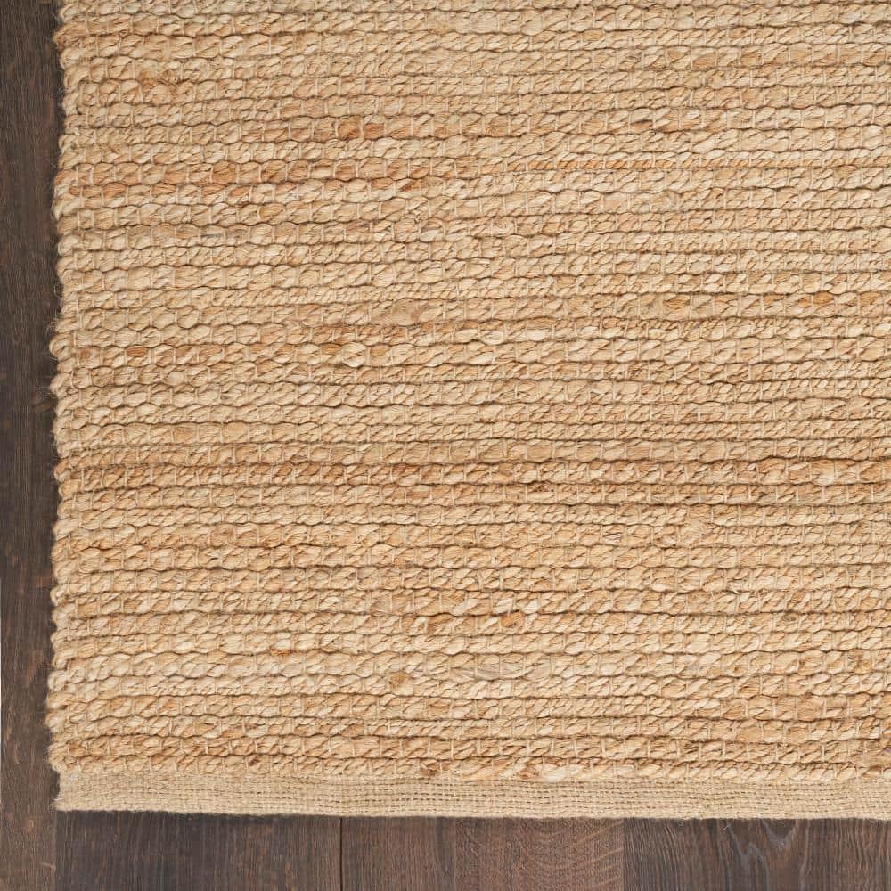Nourison Farmhouse Natural Jute Flatwoven Rug Natural 5' x Square