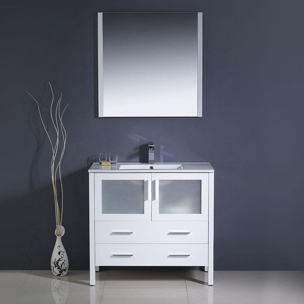 Torino 36'' Single Bathroom Vanity with Ceramic Top with Mirror