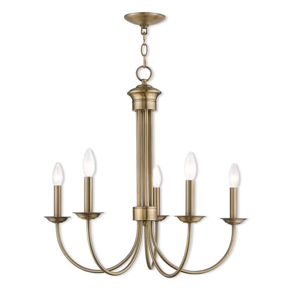 Livex Lighting Estate 5 - Light Chandelier in  Antique Brass