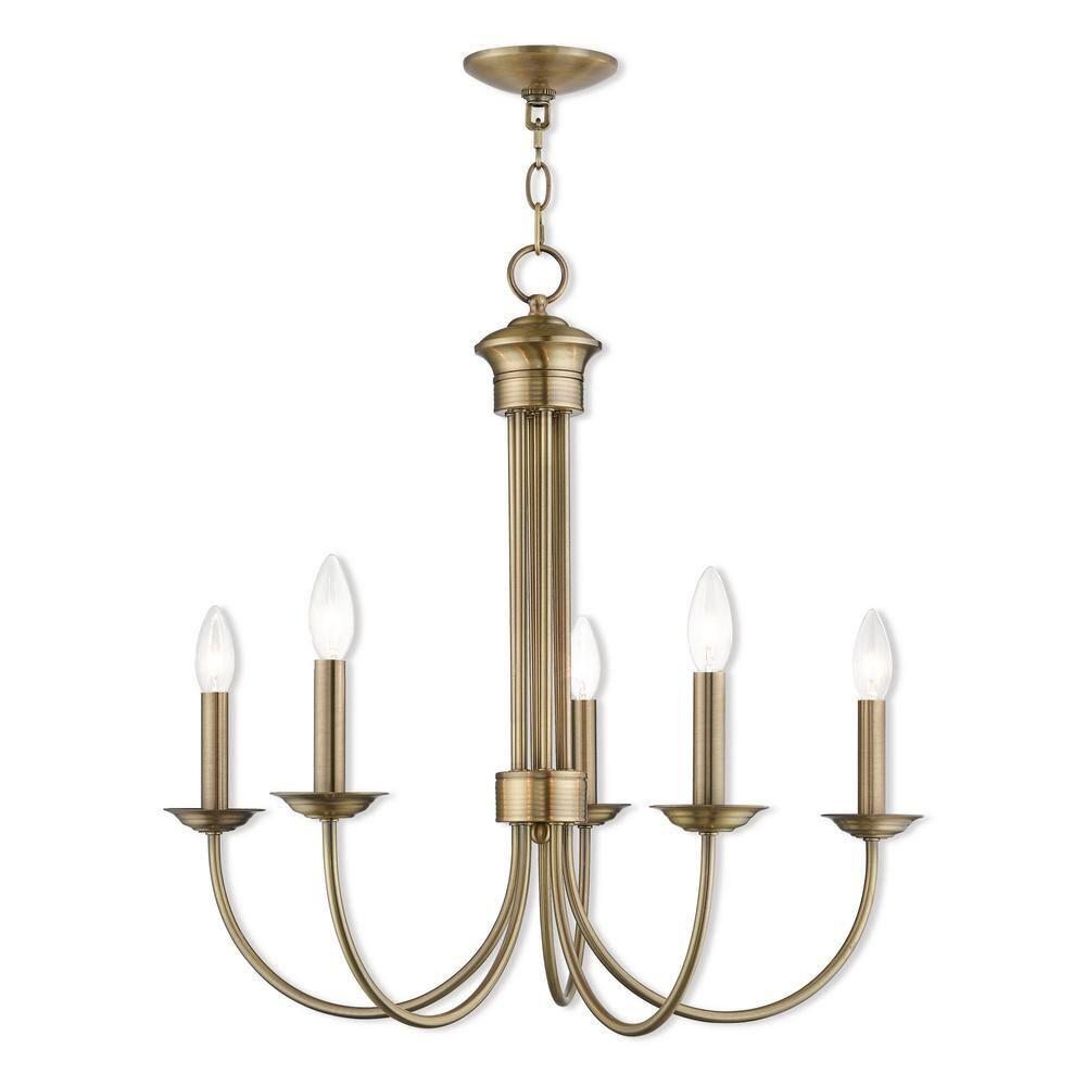 Livex Lighting Estate 5 - Light Chandelier in  Antique Brass