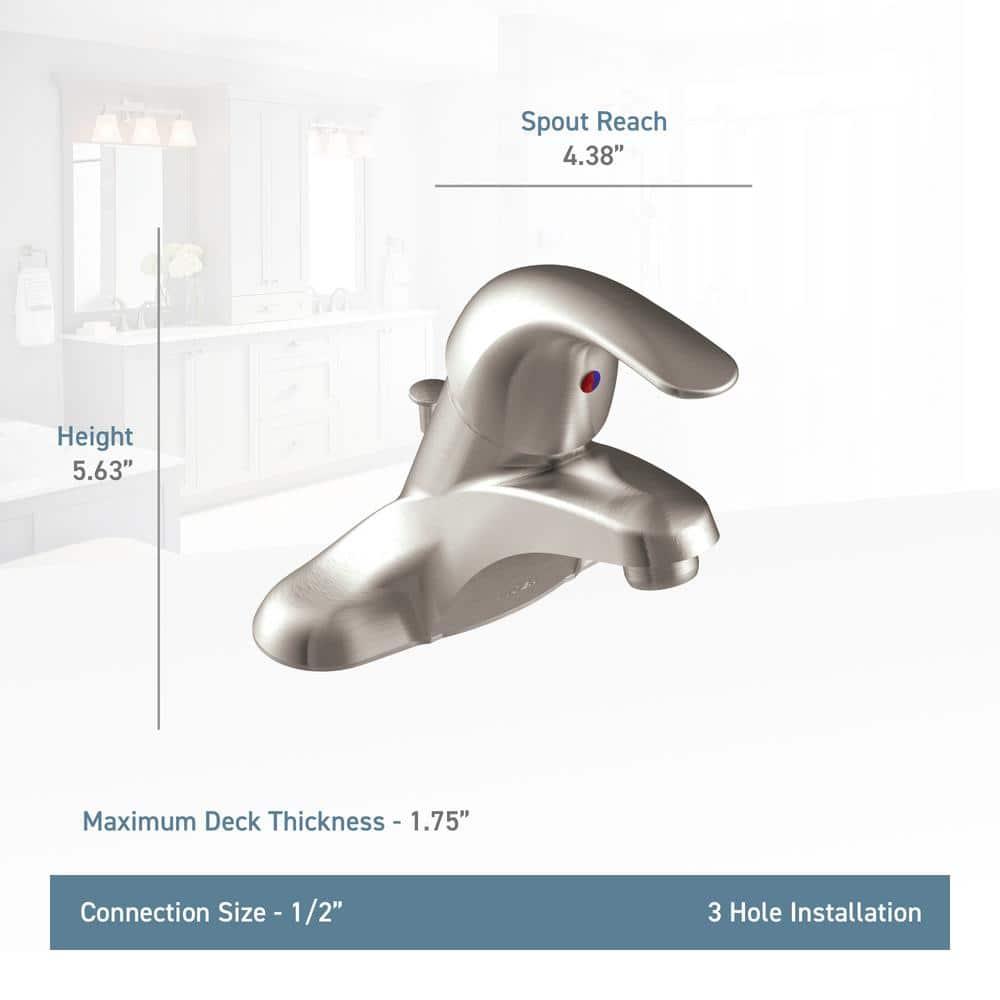 Moen Adler 4 in. Centerset Single-Handle Low-Arc Bathroom Faucet in Spot Resist Brushed Nickel