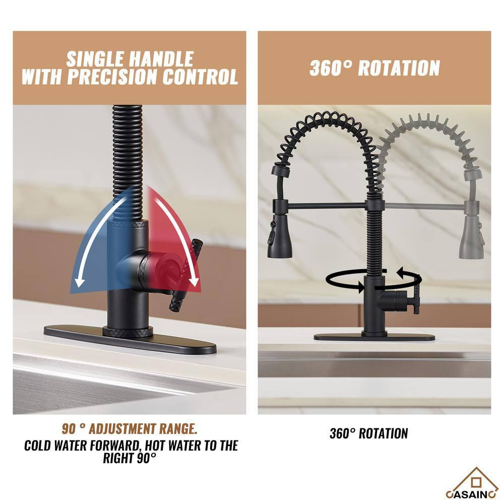CASAINC 1.8 GPM Single-Handle Pull-Down Kitchen Faucet Single Hole Faucet