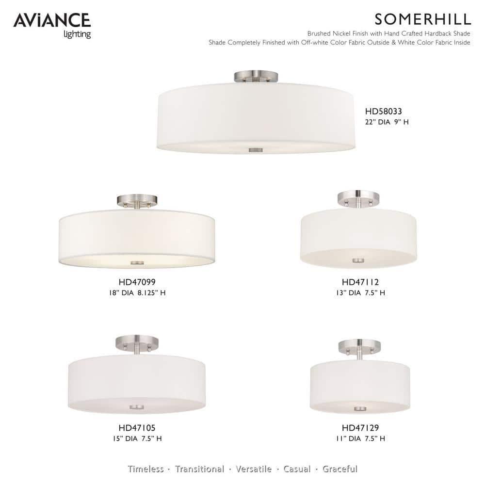 Livex Lighting Meridian 2 - Light Semi-Flush Mount in  Brushed Nickel
