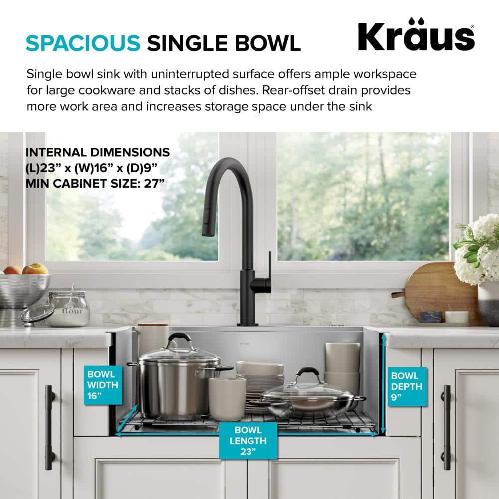 Kraus KWT311-25 KRAUS Kore™ Workstation 25-inch L Drop-In 16 Gauge Single Bowl Stainless Steel Kitchen Sink with Accessories
