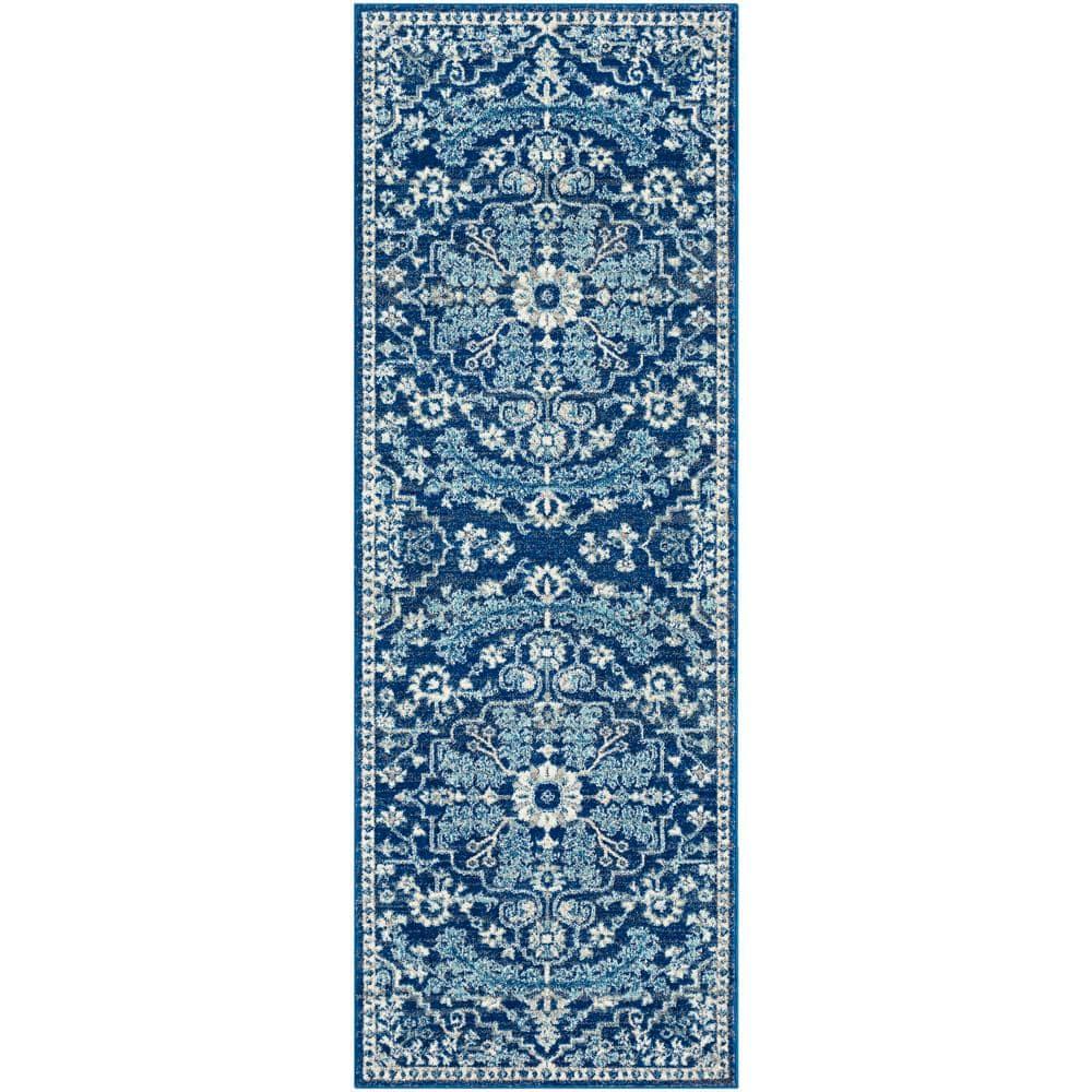 Livabliss Harput Vintage Medallion Runner Area Rug,2'7" x 7'3",Navy