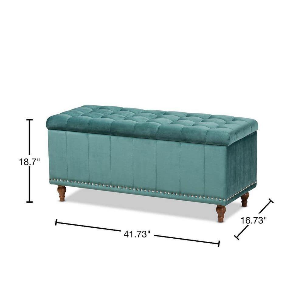 Kaylee Velvet Upholstered Button Tufted Ottoman Bench with Interior Storage - Baxton Studio