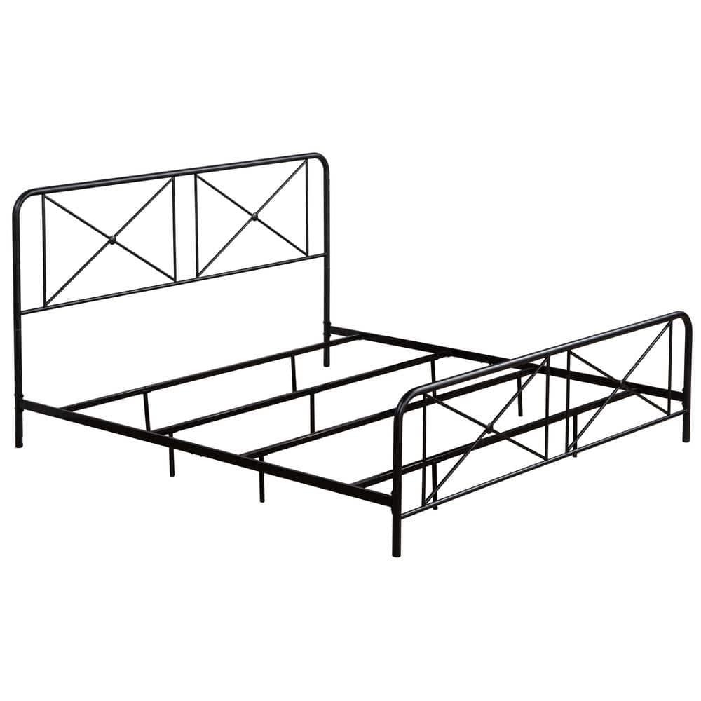 Hillsdale Furniture Williamsburg Geometric Design Metal King Bed, Black Sparkle