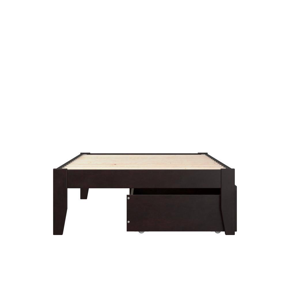 Twin XL Colorado Bed with 2 Drawers Espresso - AFI: Wood Frame, No Box Spring Needed, Storage Solution
