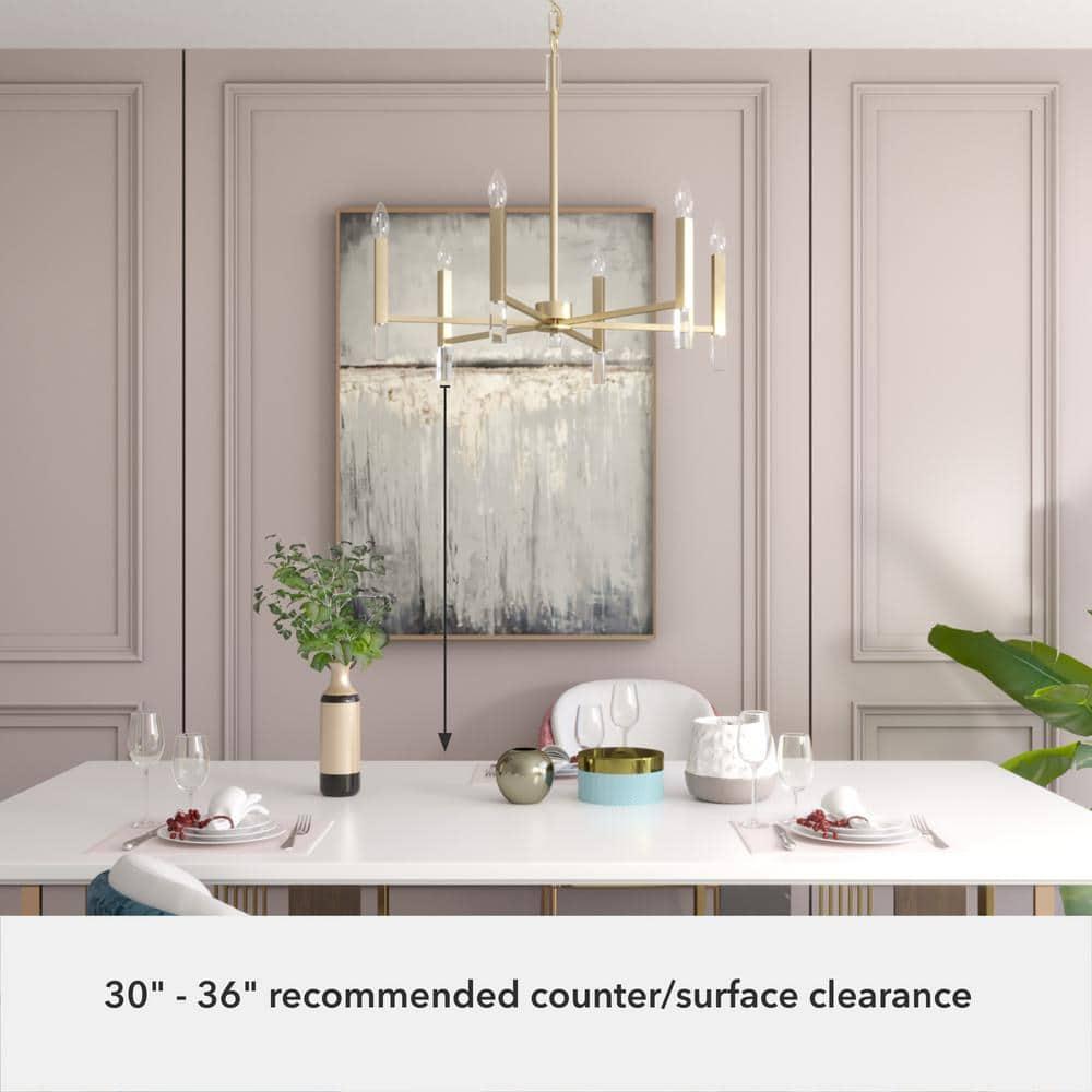 Hunter - Sunjai 6-light Alturas Gold, Large Chandelier, Dimmable, Formal Style, Candle Shaped, for Bedrooms, Kitchens, Dining, Living Rooms - 19519