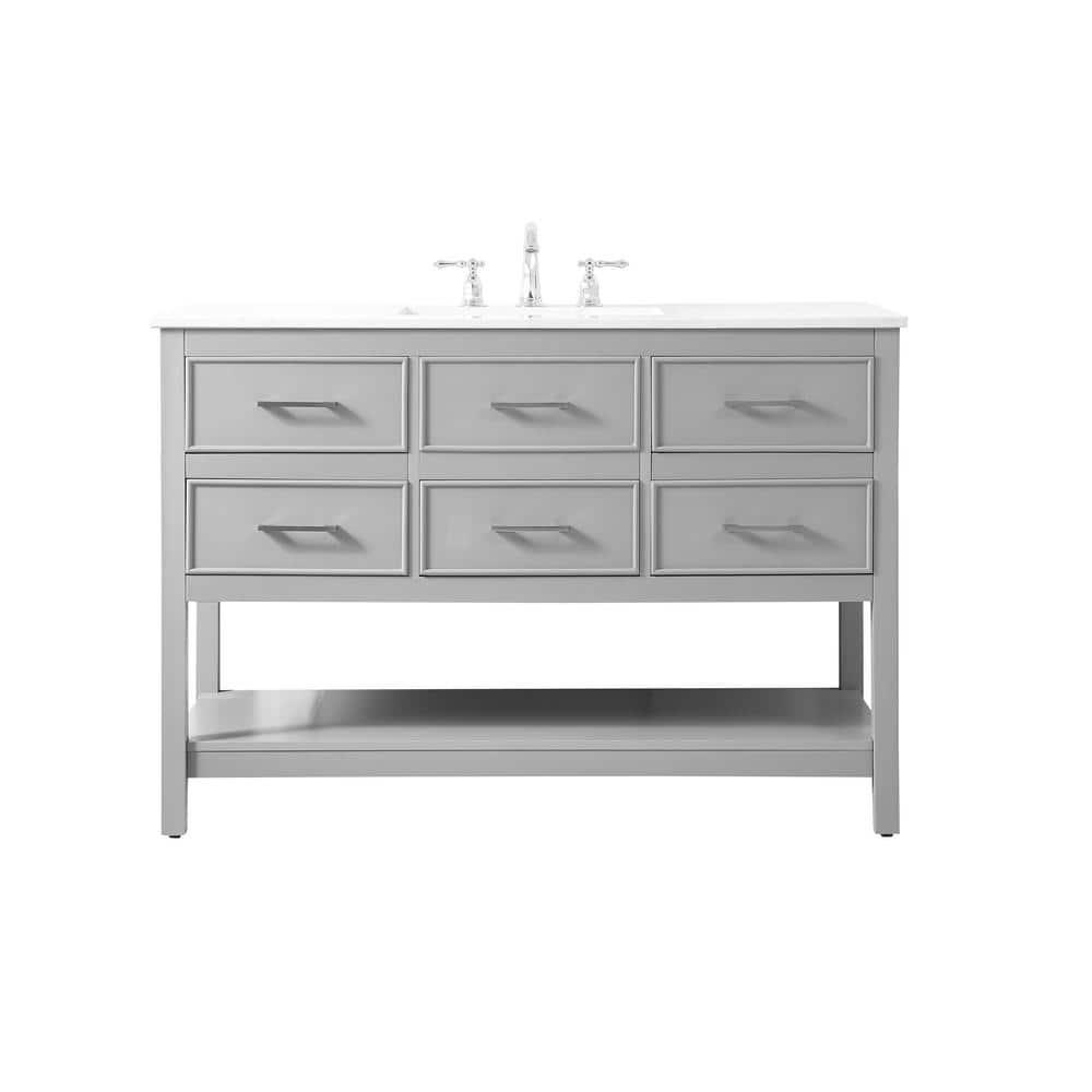 Elegant Decor Sinclaire 48" Aluminum Alloy & MDF Single Bathroom Vanity in Gray