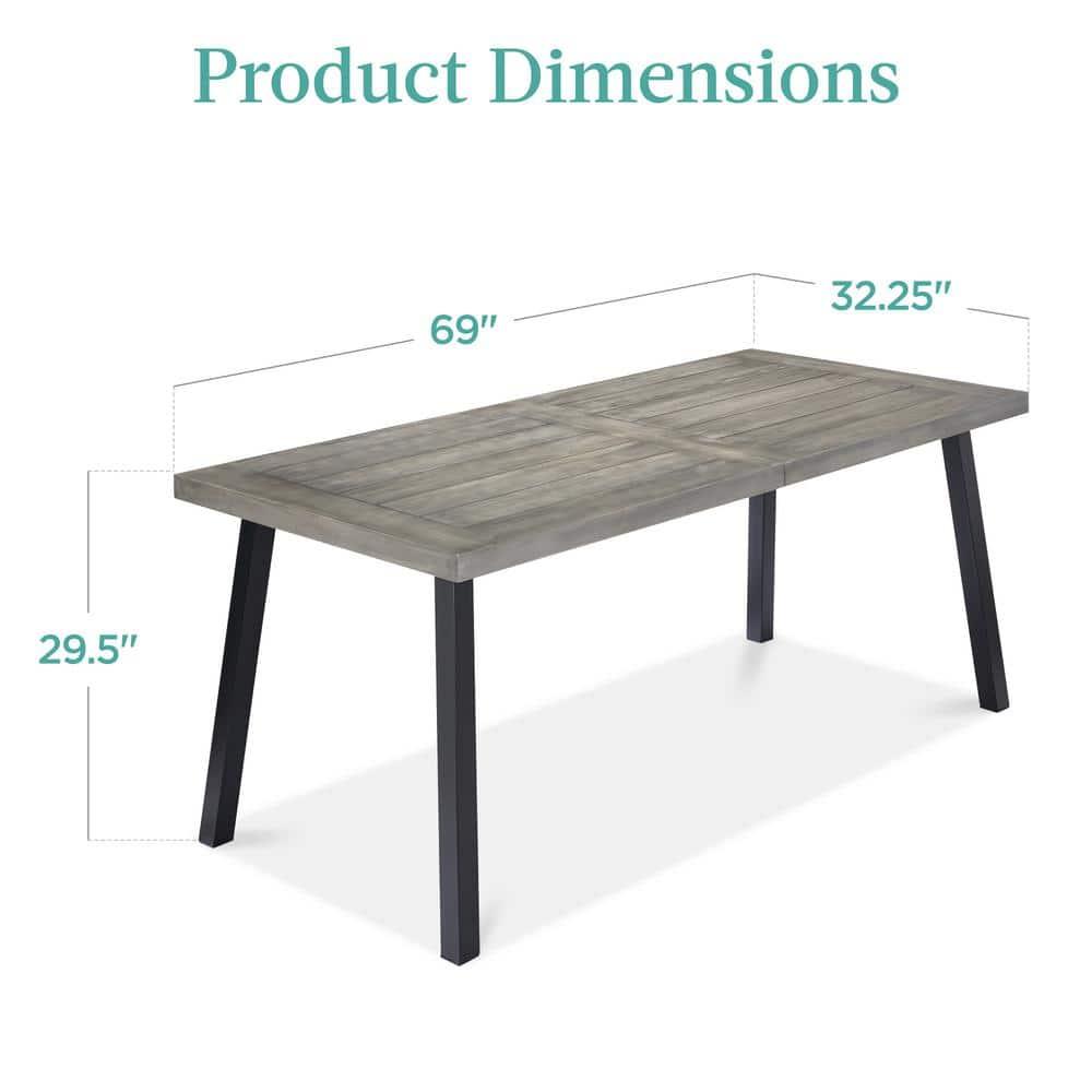 Best Choice Products 6-Person Indoor Outdoor Patio Rustic Acacia Wood Picnic Dining Table w/ Metal Legs - Weathered Gray