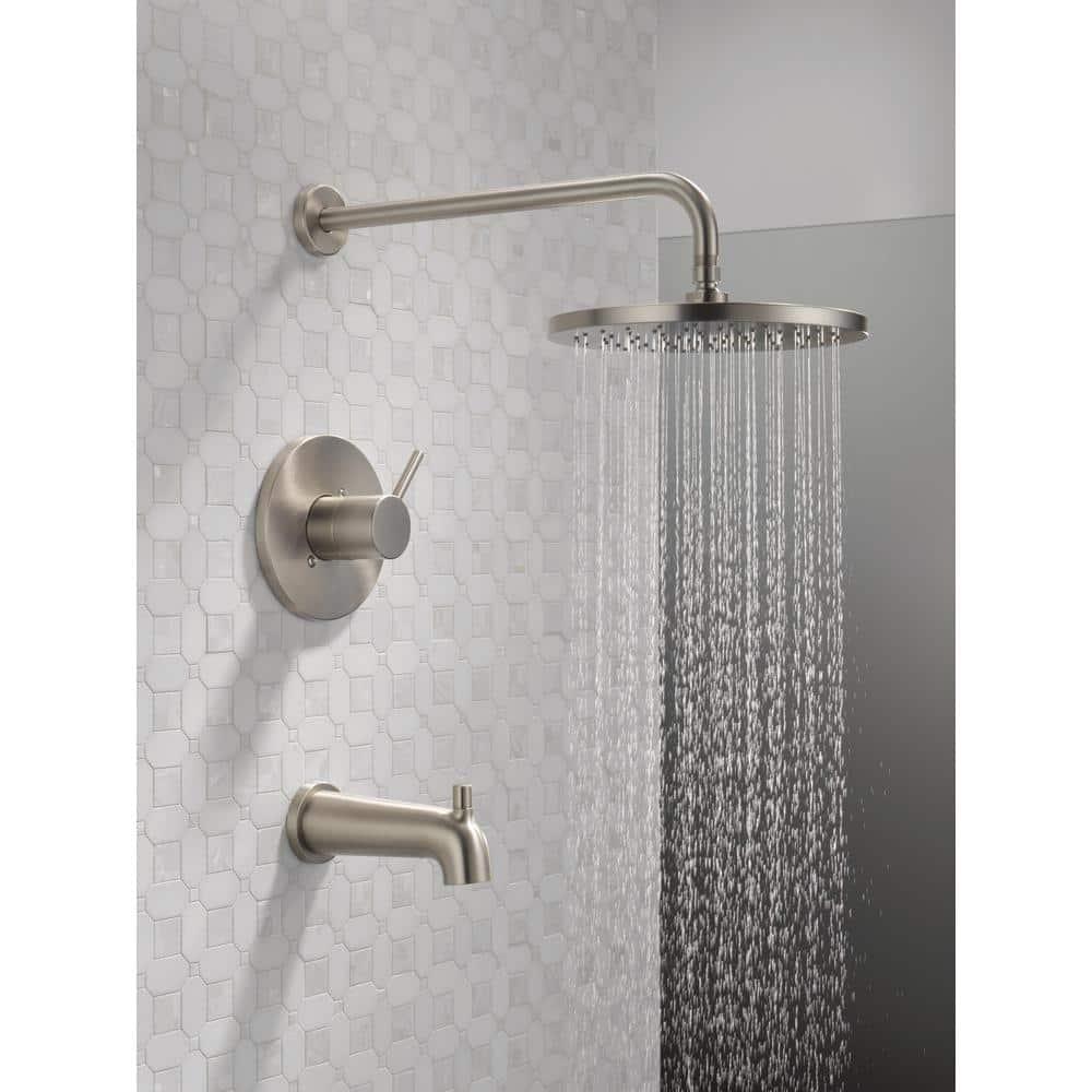 Modern Raincan Round Single-Function Tub and Shower Faucet Set, Valve Trim Kit, Rainfall Shower Head