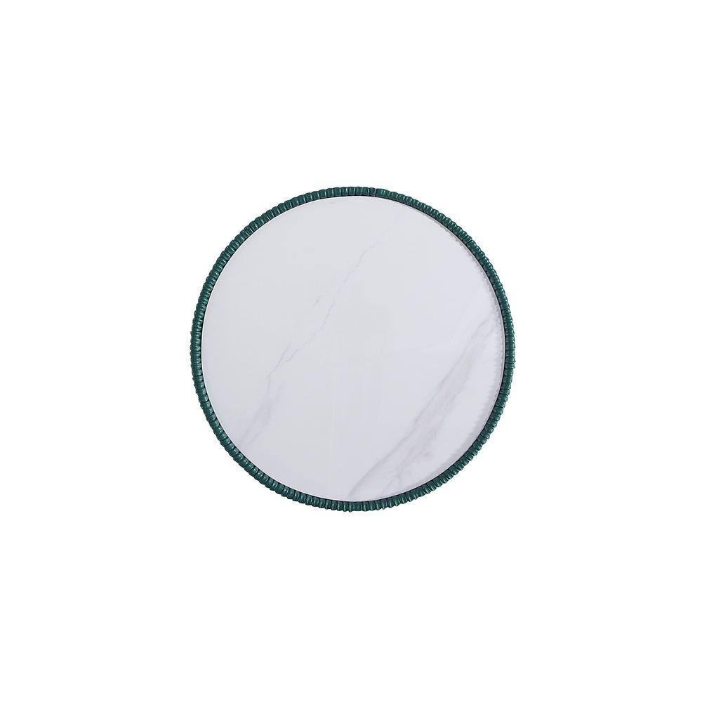 Manhattan Comfort Anderson Modern Leatherette Upholstered End Table with Ceramic Faux Marble Tabletop Green