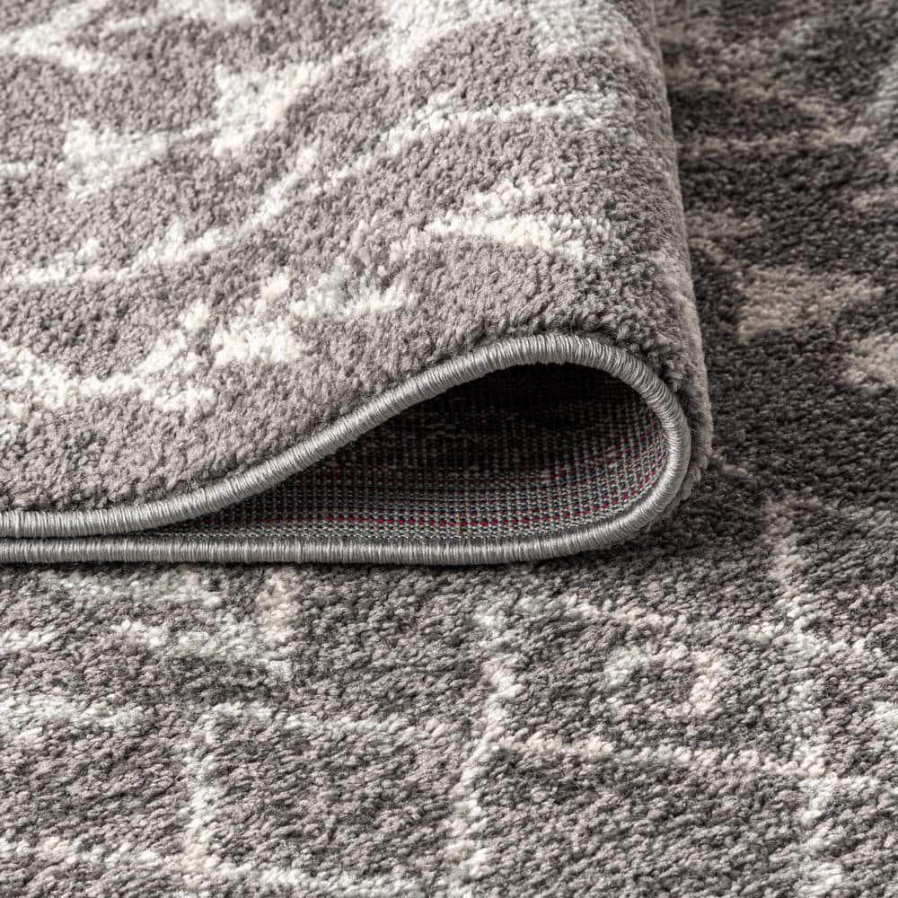 8'x10' Ziri Moroccan Geometric Area Rug, Grey/Cream - JONATHAN Y