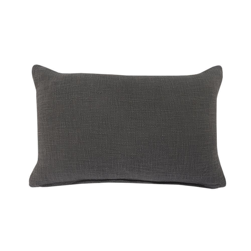 Ox Bay Modern Tufted Solid Lumbar Throw Pillow, 16" x 24" , Gray