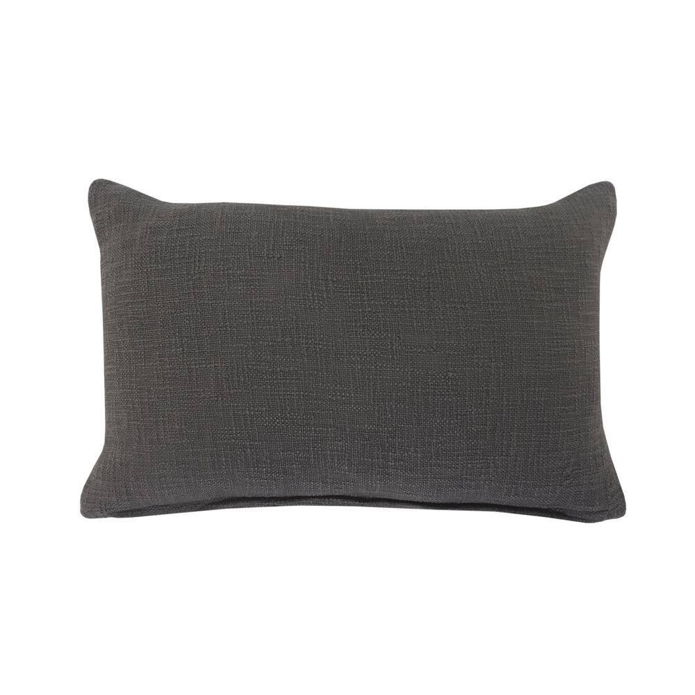 Ox Bay Modern Tufted Solid Lumbar Throw Pillow, 16" x 24" , Gray