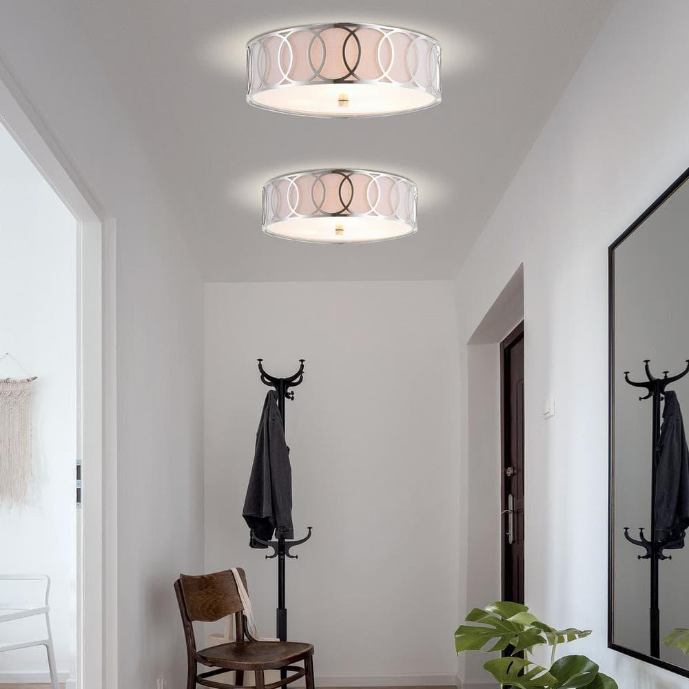 Aubrey 3-Light 15.5" Metal LED Flush Mount, Chrome