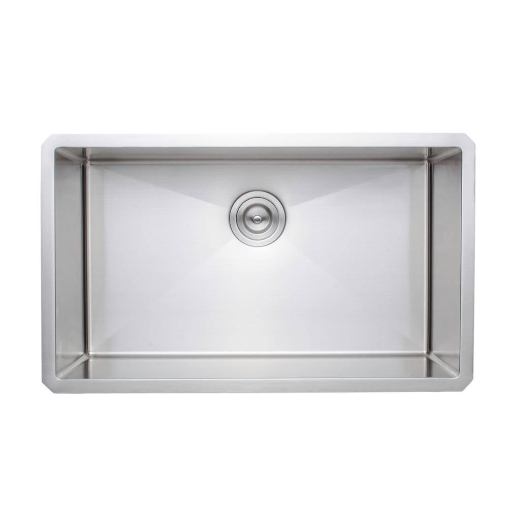 Wells Sinkware NCU3018-10-1 New Chef’s 30'' L Undermount Single Bowl Stainless Steel Kitchen Sink