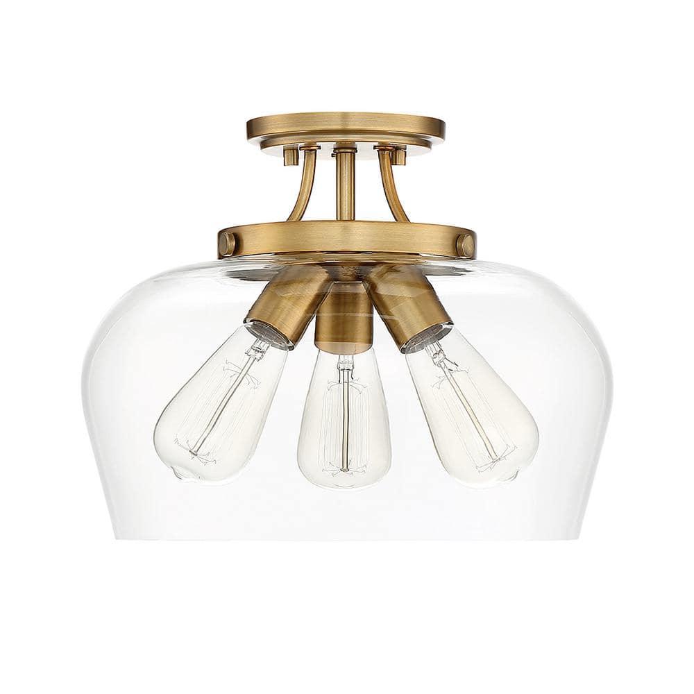 Savoy House Octave 3 - Light Semi-Flush Mount in  Warm Brass
