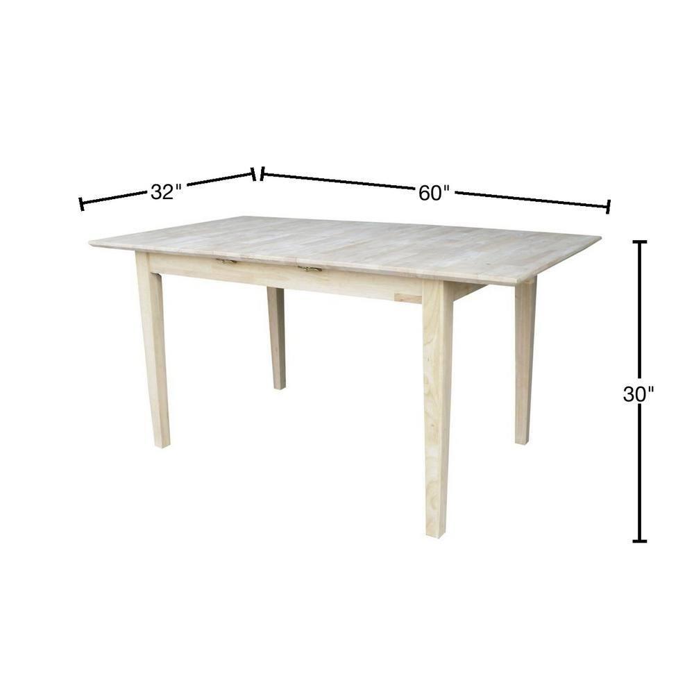 International Concepts Unfinished Rectangular Shaker Dining Table