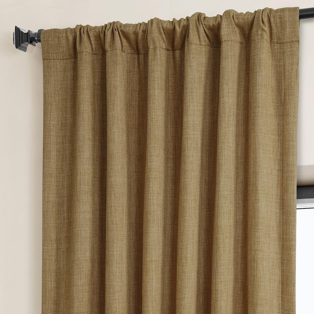 HPD Half Price Drapes Butterscotch Faux Linen Room Darkening Curtains for Bedroom & Living Room Curtains (1 Panel), Door & Window Curtains 120 inches long, 50W X 120L