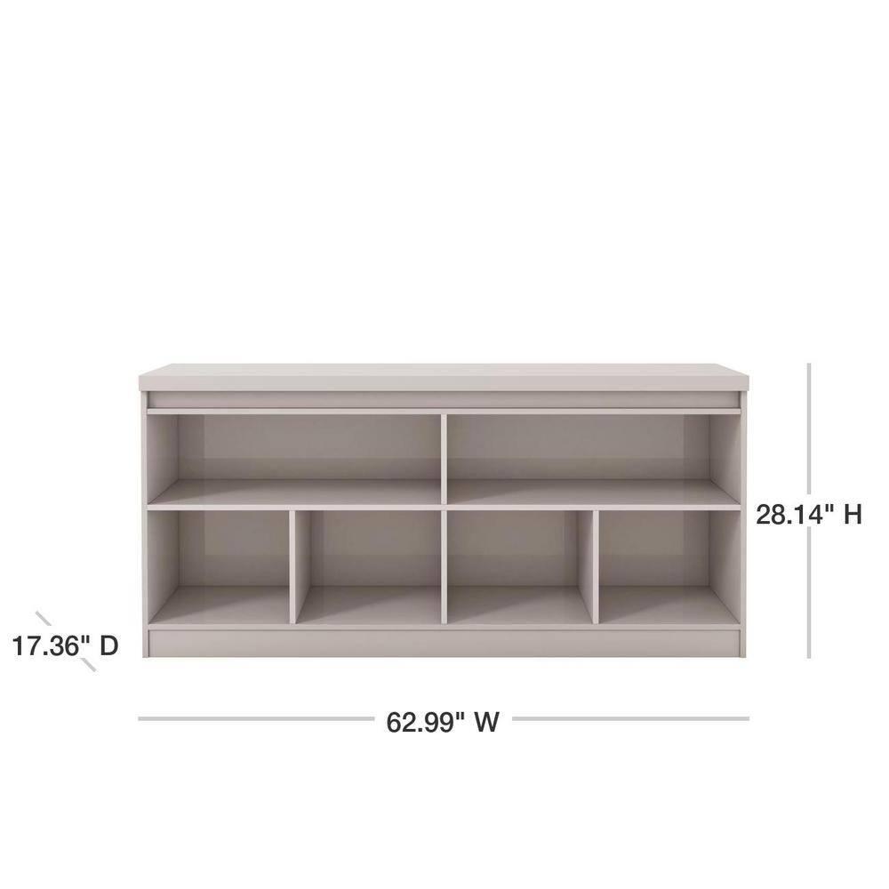 Manhattan Comfort 62.99" Viennese 6 Shelves Buffet Cabinet Off White: Modern Painted Wood Composite Sideboard