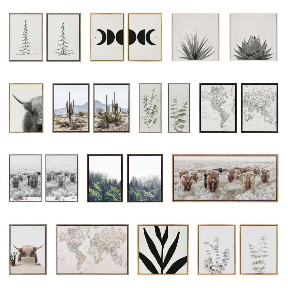 Kate & Laurel All Things Decor 18"x40" Sylvie Curved Grid Abstract on Neutral Linen Framed Canvas by The Creative Bunch Studio Gray
