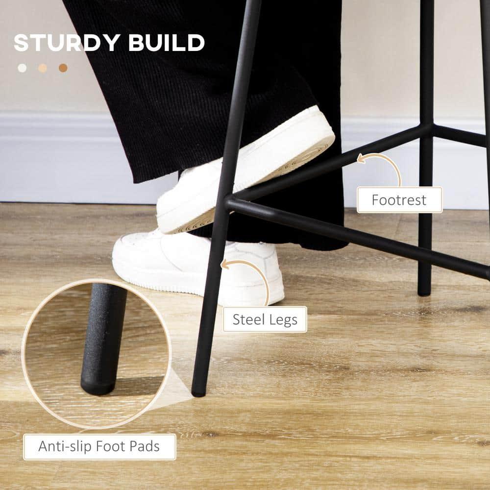 HOMCOM Modern Rattan Bar Stools Set of 2, Breathable Steel-Base Wicker Counter Height Barstools for Kitchen Counter, Black