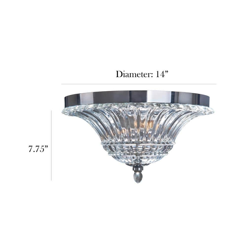 Elegant Designs 2 Light Glass Ceiling Light Glacier Petal Flushmount, Chrome