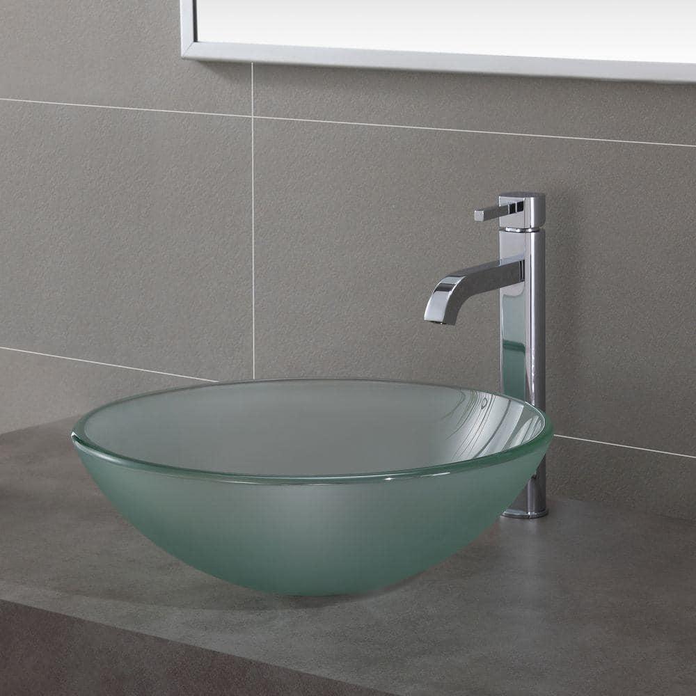 Kraus Ramus Vessel Mixer Single-Handle Bathroom Faucet with Matching Pop-Up Drain