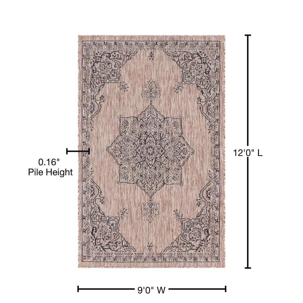 Unique Loom 9' 0 x 12' 2 Rectangle Indoor/Outdoor Traditional Beige Area Rug