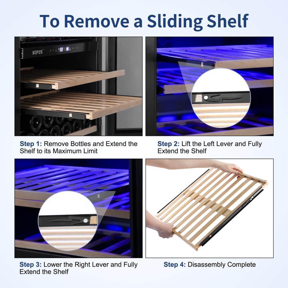 Nipus 24 Inch 94 Can and 27 Bottle Dual Zone Wine & Beverage Refrigerator Freestanding Built-in Beer and Drink Cooler with Glass Door For Kitchen, Bar or Office Classic Series