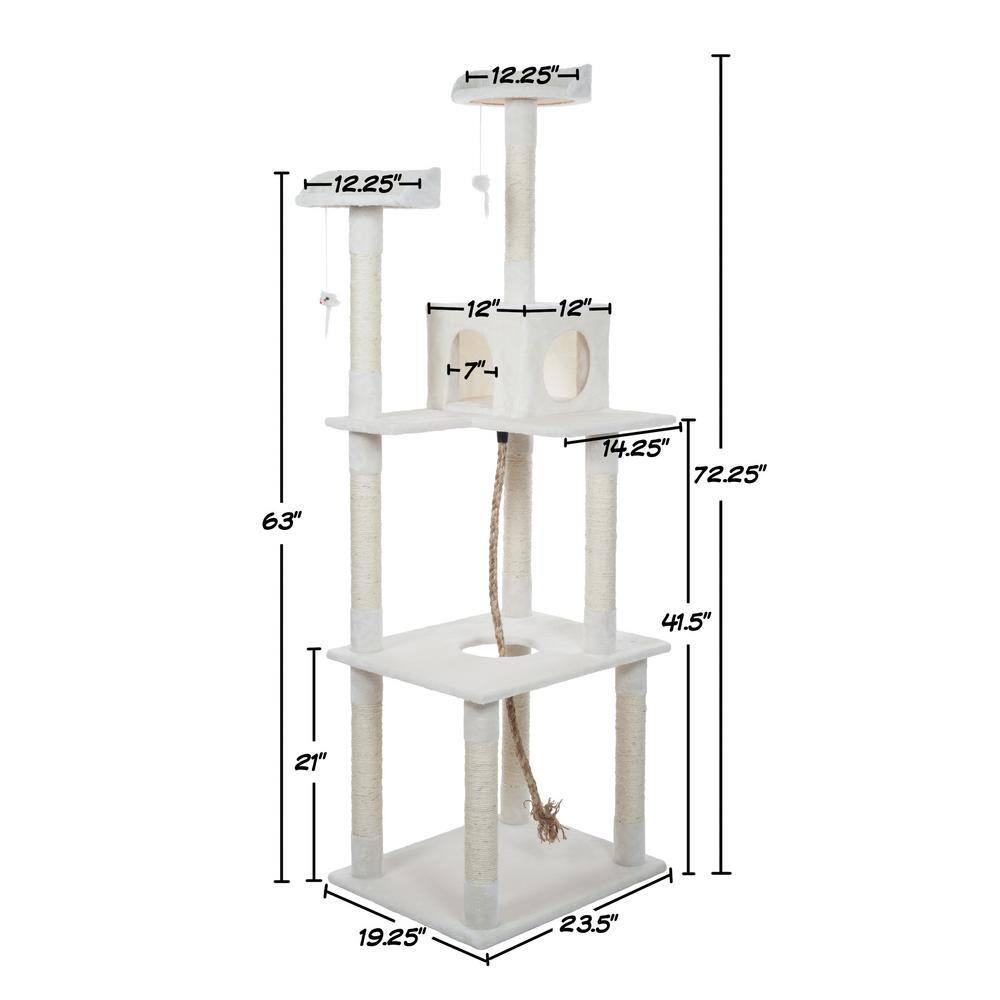 Petmaker PetMaker 6 Foot Cat Tree with Scratch Posts in Ivory