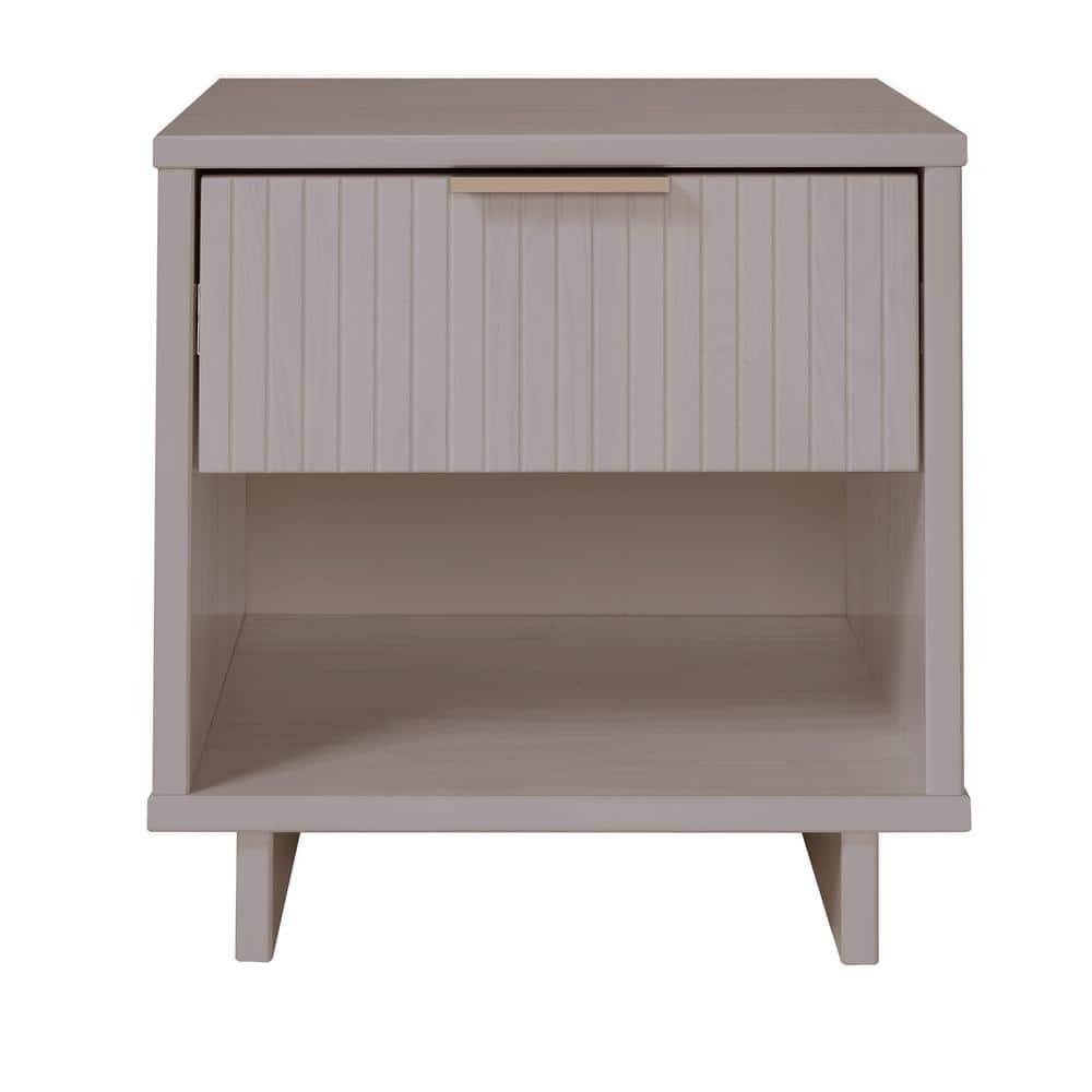 Granville Modern 1 Drawer Nightstand Light Gray - Manhattan Comfort: Wood Frame, Storage Shelf, 30 Day Warranty