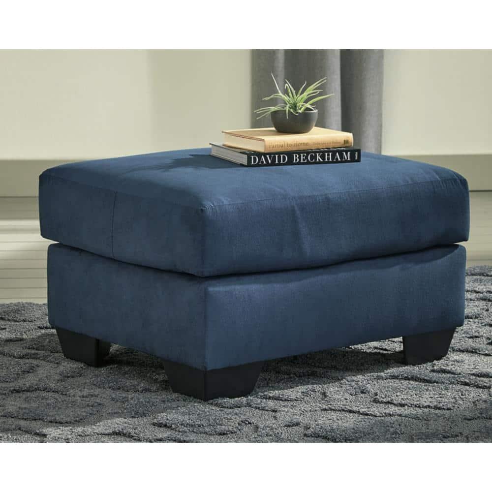 Signature Design by Ashley Contemporary Darcy Ottoman Microfiber Blue