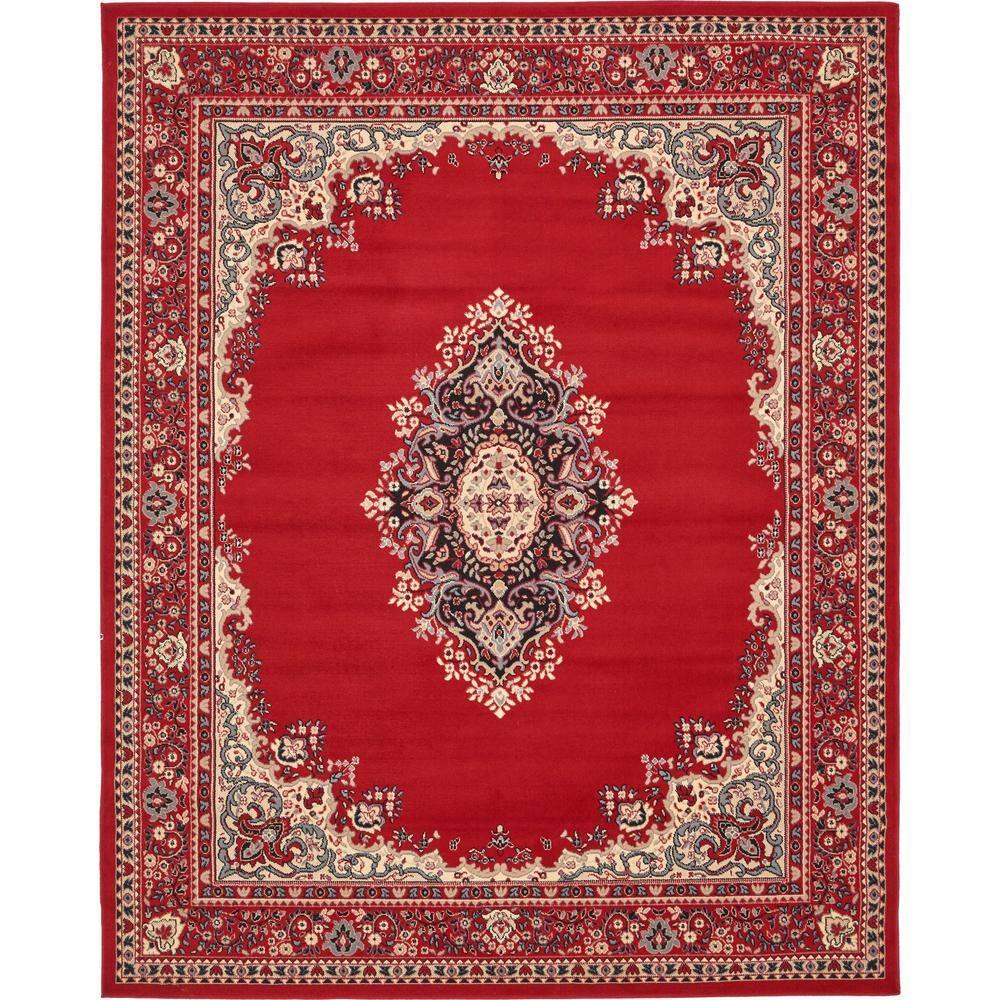 Rugs.com Amaya Collection Rug – 8' x 10' Red Medium Rug Perfect For Living Rooms, Large Dining Rooms, Open Floorplans