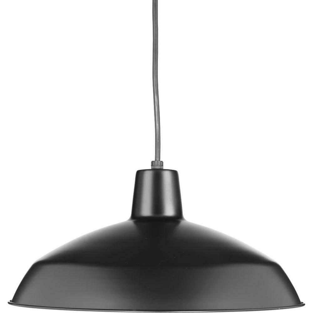 Progress Lighting, Sanabria, 1-Light, Pendant, Matte Black, Spun Metal Shade
