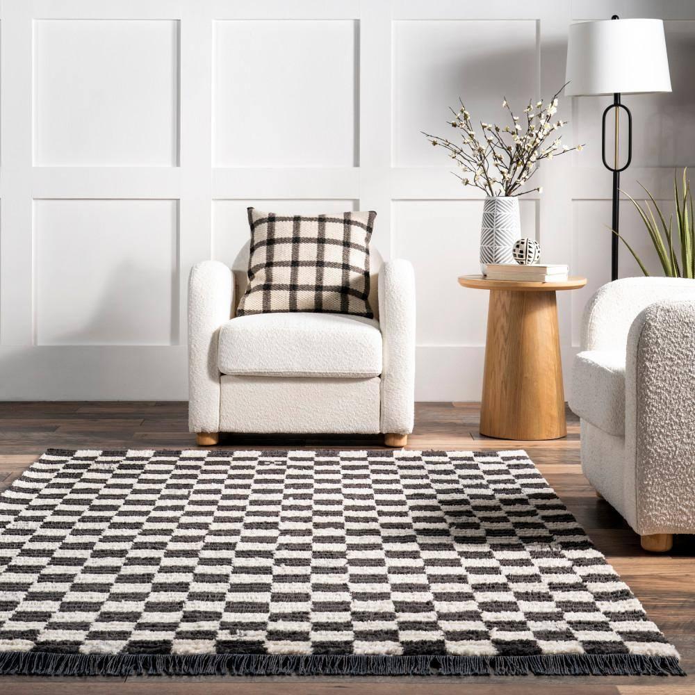 Nuloom Pania Geometric 4x6 Indoor Area Rug for Living Room Bedroom Dining Room Kitchen, Dark Grey