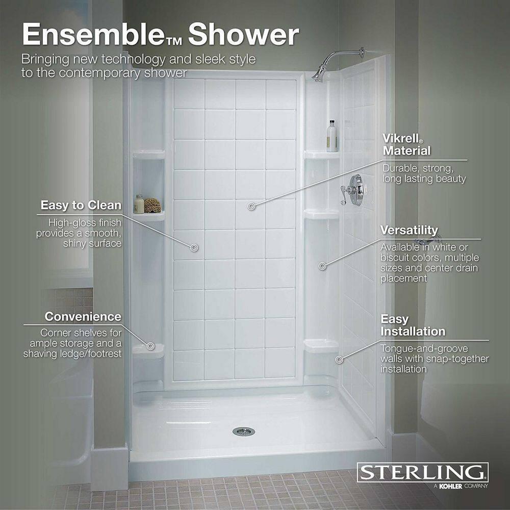 White High Gloss Vikrell 48-Inch Shower Base with Center Drain