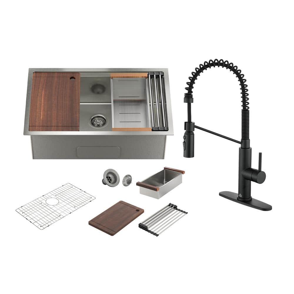 CASAINC 30" L X 19" W Single Bowl Stainless Steel Undermount Kitchen Sink With Faucet